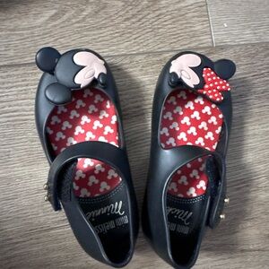 NEW Mini Melissa Black Kids Shoes with Minnie & Mickey